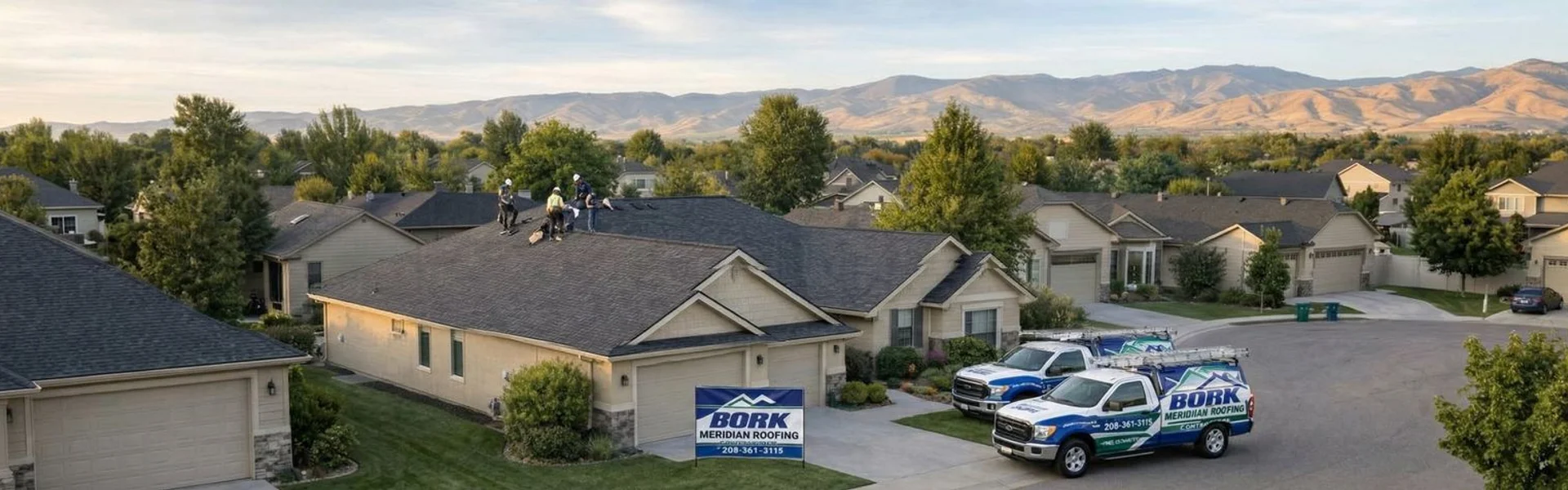 Meridian Idaho neighborhood with well-maintained roofs